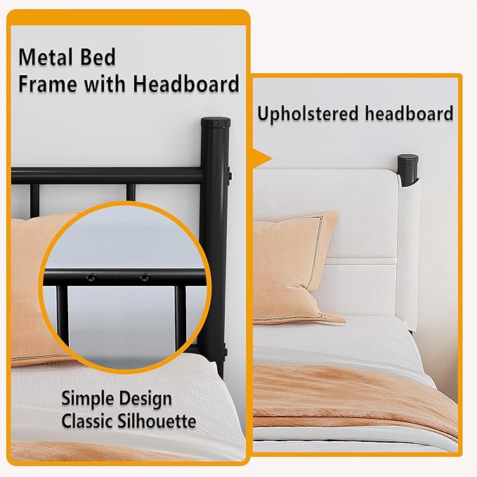 Metal Bed Frame,14Inch King Size Bed Frame with Storage Space,Heavy Duty Sturdy Mattress Foundation,Easy Assembly,No Box Spring Needed,King White