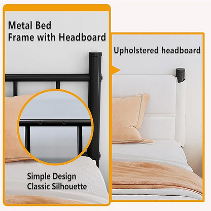 Metal Bed Frame,14Inch King Size Bed Frame with Storage Space,Heavy Duty Sturdy Mattress Foundation,Easy Assembly,No Box Spring Needed,King White