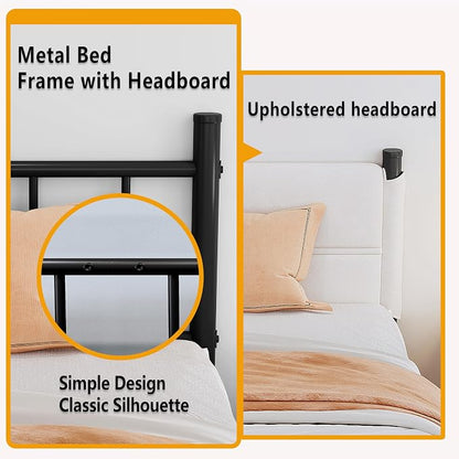 Metal Bed Frame,14Inch Full Size Bed Frame with Storage Space,Heavy Duty Sturdy Mattress Foundation,Easy Assembly,No Box Spring Needed,Full White