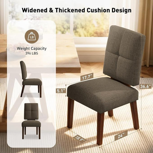 HOMRELEXA Wooden Dining Chairs Set of 2, Dining Room Chairs with Wood Legs, Cloud-Like Cushion & Reinforcement Structure Design for Kitchen/Living Room/Restaurant, Easy Assembly