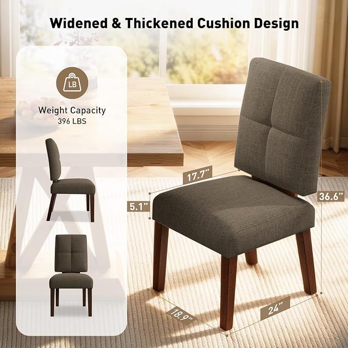 HOMRELEXA Wooden Dining Chairs Set of 4, Dining Room Chairs with Wood Legs, Cloud-Like Cushion & Reinforcement Structure Design for Kitchen/Living Room/Restaurant, Easy Assembly