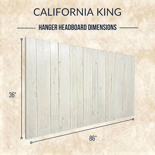 Barn Walls Whitewash Headboard, California King Size | Coastal Design Distress, Solid Wood, Floating Panels, Wall Mount, Adjustable Height