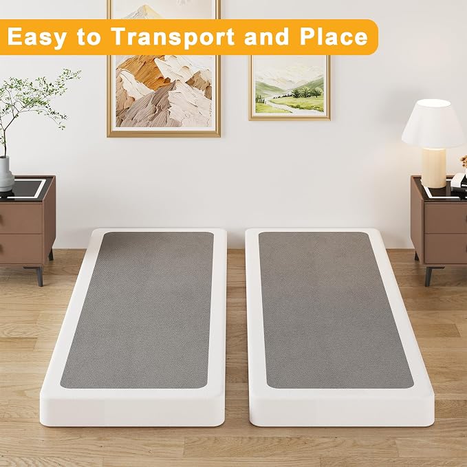 Lutown-Teen 4 Inch Split Box Spring Full Size Bed, Heavy Duty Metal Full Size Box Spring Only Mattress Foundation with Fabric Cover, Easy Assembly, Noise Free