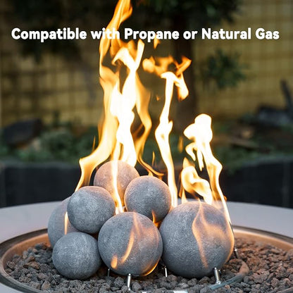 Skyflame Fireplace Balls for Gas Fireplace, Set of 6 Round Fire Stones Set for Indoor and Outdoor Fire Pits Accessory, 5 Inch, Gray
