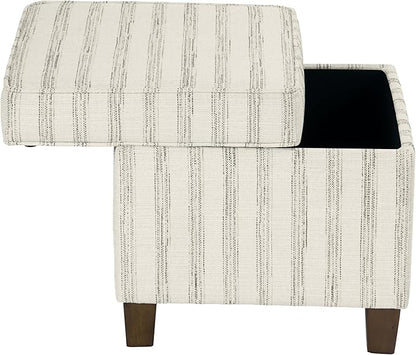 HomePop 18" Classic Square Storage Ottoman - Gray & Cream Stripe