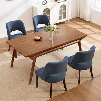 Dining Chairs Set of 4,Modern Dining Room Chairs with Thick Cushions,Upholstered Linen Fabric Kitchen Chairs for Kitchen Dining Room DARKBLUE