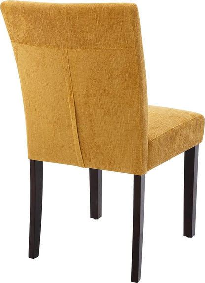 Watson & Whitely Modern Upholstered Dining Chairs, Set of 4, Yellow | Fabric Upholstery, Solid Wood Legs, Low Back, Modern Armless Parsons Style, for Kitchen, Dining Room, Restaurant