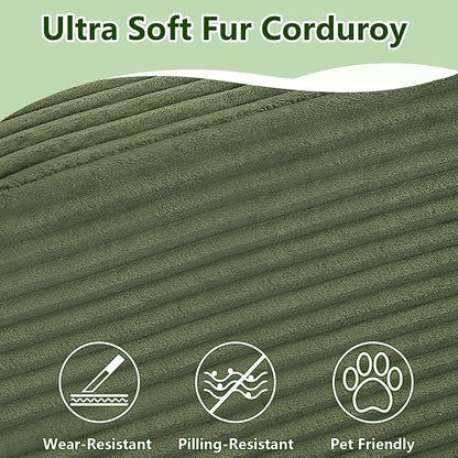 96" Modular Sectional Sofa, Modern Corduroy Cloud Couch, Boneless Couch Upholstered 3-Seater L-Shaped Sofa for Living Room, No Assembly Required (Green, Right-Facing Chaise)