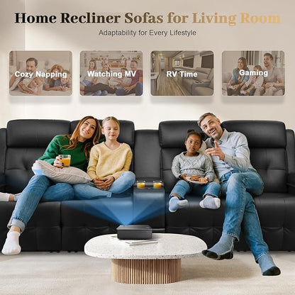 Recliner Sofa, Massage Reclining Sofa 4 Seater Sets Heavy Weight Capacity, RV Loveseat Couch Clearance with Console, USB, Type C Port, Storage, Cup Holders, Wall Hugger Chair for Living Room