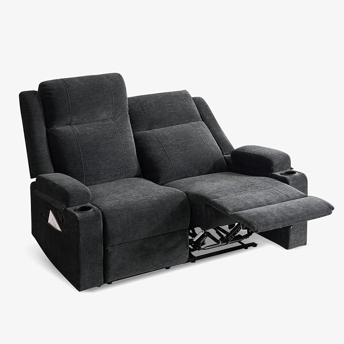 GUEAPY 55" Manual Reclining Loveseat Sofa – Space Saving RV Couch with Cup Holders, Dual Seat Reclining & Love Seat Design, Ideal for RV Campers, Motorhomes & Living Room