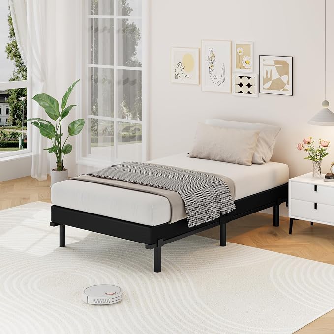 Awesofurni Twin Box Spring, 5 Inch Low Profile Twin Box Spring Only Bed Base, Heavy Duty Metal Frame Mattress Foundation with Fabric Cover, Easy Assembly-Noise Free