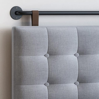Headboard for King Size Bed, Wall Mounted Headboard with Fine Linen Upholstery and Button Tufting, Adjustable Heigh Head Board for Bedroom (Grey, King)