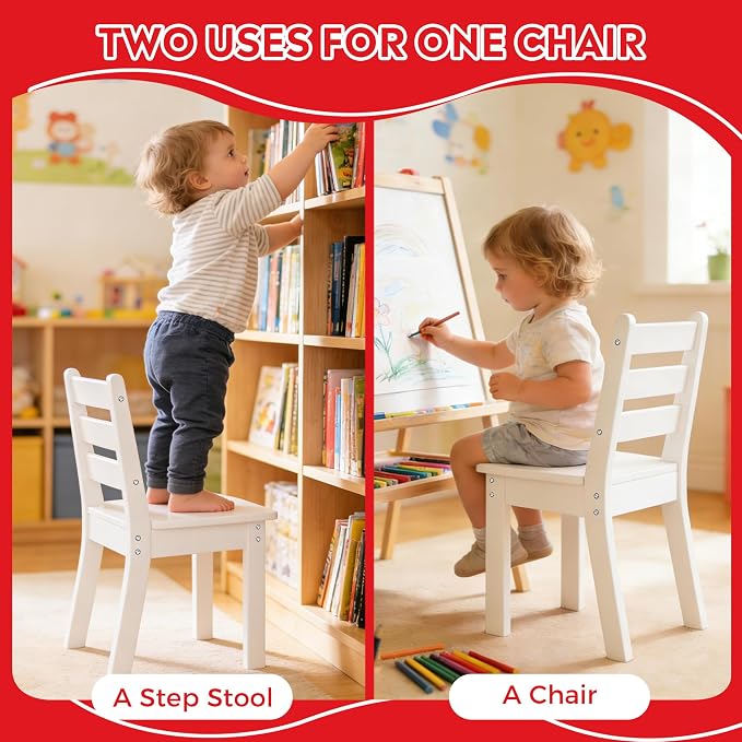 Costaelm Kids Table and 4 Chair Set, Activity Table Chair Set, Toddler Game, Playroom Furniture, Picnic Table Chairs, 5 Piece Dining Table Set, White