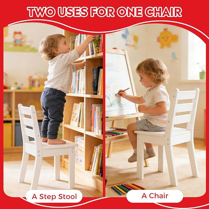 Costaelm Kids Table and 4 Chair Set, Activity Table Chair Set, Toddler Game, Playroom Furniture, Picnic Table Chairs, 5 Piece Dining Table Set, White