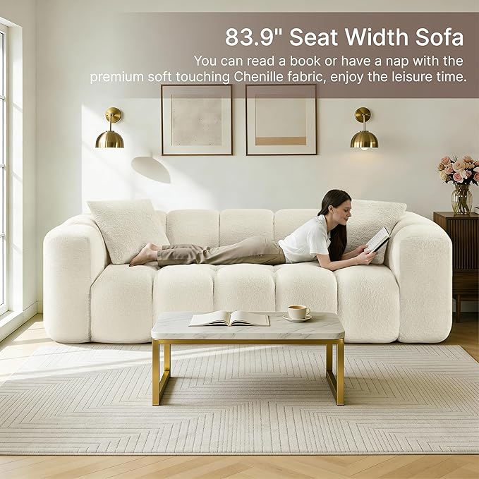 KISLOT 84" Boneless Couch No Assembly Required Loveseat Sofa Modern Deep Seat Cloud Couch Modern Compressed Sofa Oversized Upholstered 3-Seater for Living Room Bedroom