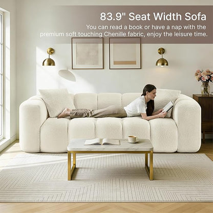 KISLOT 84" Boneless Couch No Assembly Required Loveseat Sofa Modern Deep Seat Cloud Couch Modern Compressed Sofa Oversized Upholstered 3-Seater for Living Room Bedroom