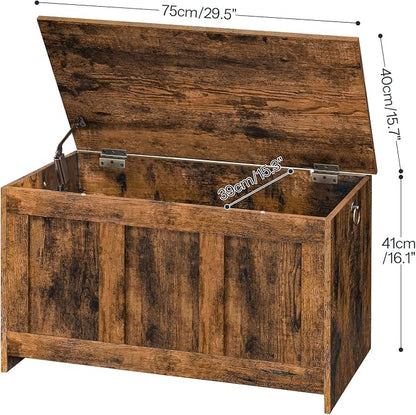 HOOBRO Storage Bench, 29.5" Retro Wooden Storage Chest, Wooden Storage Trunk, Toy Chest with Lift Top, Multifunctional Entryway Organizer, for Entryway, Living Room, Rustic Brown FG751CW01G1