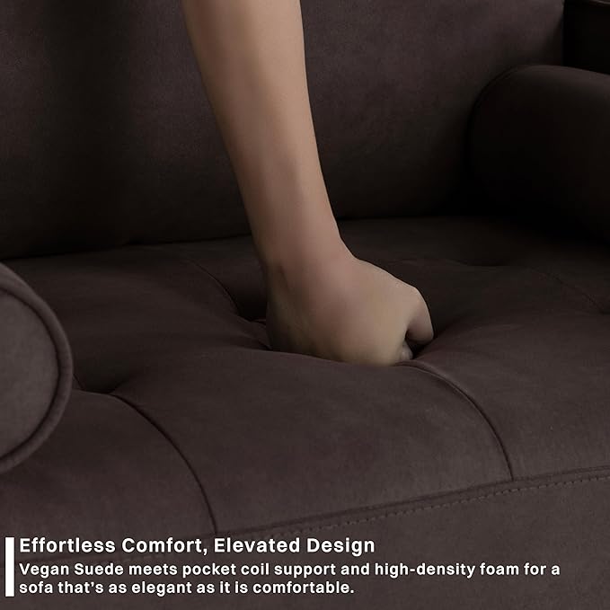 Studio Living® Lexington 75.6" Sofa, Modern Design, Pocket Coil Comfort, Easy Assembly, Faux-Suede Fabric, Charcoal