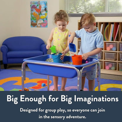 Children's Factory 18" Small Sensory Table, Sandbox with Lid, Water Table for Kids, Blue | Sandbox for Indoor or Outdoor Use, Rust-Resistant Sensory Bin for Classrooms, Preschools, and Daycares