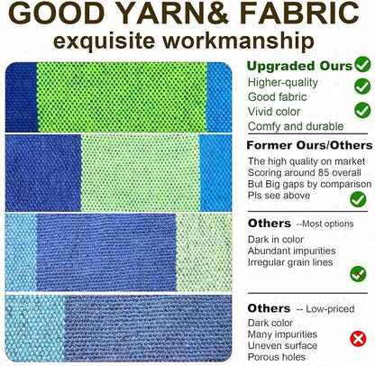 GOCAN Brazilian Double Hammock 2 Person Extra Large 220x160cm Total Length 330cm Load 500lb Canvas Cotton Hammock for Patio Porch Garden Backyard Lounging Outdoor and Indoor(Blue/Green) XXL