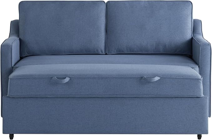 Serta® Corren 68.1" Queen Sized Convertible Sofa, Dream Coil® Comfort, Fingerguard® Pinch Point Protection, Sofa Chenille Fabric, Navy Blue
