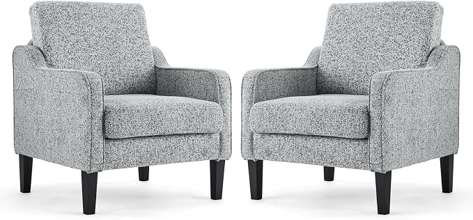 VINGLI Accent Chair for Living Room Chairs Reading Chair for Bedroom Chair Scooped Arm Chair Mid Century Modern Accent Chairs Upholstered Comfy Chair for Apartment, Waiting Room (2, Texture Gray)