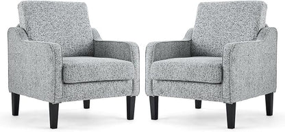 VINGLI Accent Chair for Living Room Chairs Reading Chair for Bedroom Chair Scooped Arm Chair Mid Century Modern Accent Chairs Upholstered Comfy Chair for Apartment, Waiting Room (2, Texture Gray)