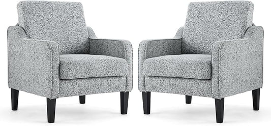 VINGLI Accent Chair for Living Room Chairs Reading Chair for Bedroom Chair Scooped Arm Chair Mid Century Modern Accent Chairs Upholstered Comfy Chair for Apartment, Waiting Room (2, Texture Gray)