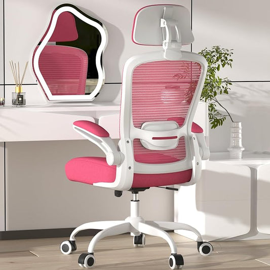 Mimoglad Office Chair, High Back Ergonomic Desk Chair with Adjustable Lumbar Support and Headrest, Swivel Task Chair with flip-up Armrests for Guitar Playing, 5 Years Warranty