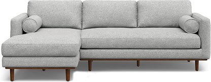 SIMPLIHOME Morrison Left Sectional Sofa in Woven-Blend Recycled Polyester Fabric, Mist Grey, 102-inches Wide, L-Shaped Couch with Left Chaise for The Living Room and Family Room