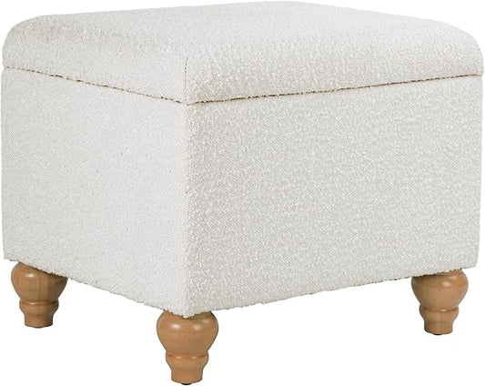 HomePop 22" Medium Rectangular Storage Ottoman - Cream Boucle
