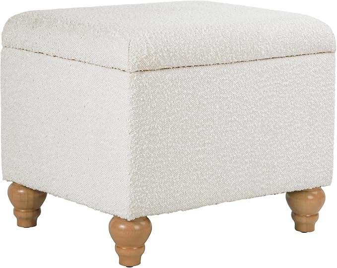 HomePop 22" Medium Rectangular Storage Ottoman - Cream Boucle