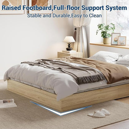 GarveeHome Queen Size Wood Platform Bed Frame,Wooden Bed Frame Without Headboard, Wood Slat Support,No Box Spring Needed, Easy Assembly