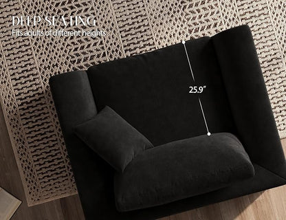 ohllob 48.6" Single Sofa, Small Boneless Couches for Living Room, Cloud Couch for Bedroom, Office, Black