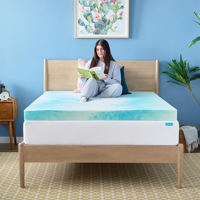 Linenspa 4 Inch Swirl Gel Memory Foam Mattress Topper, Twin Size – Cooling Gel Infused, Ventilation Holes – Pressure Relieving Bed Topper – CertiPUR Certified