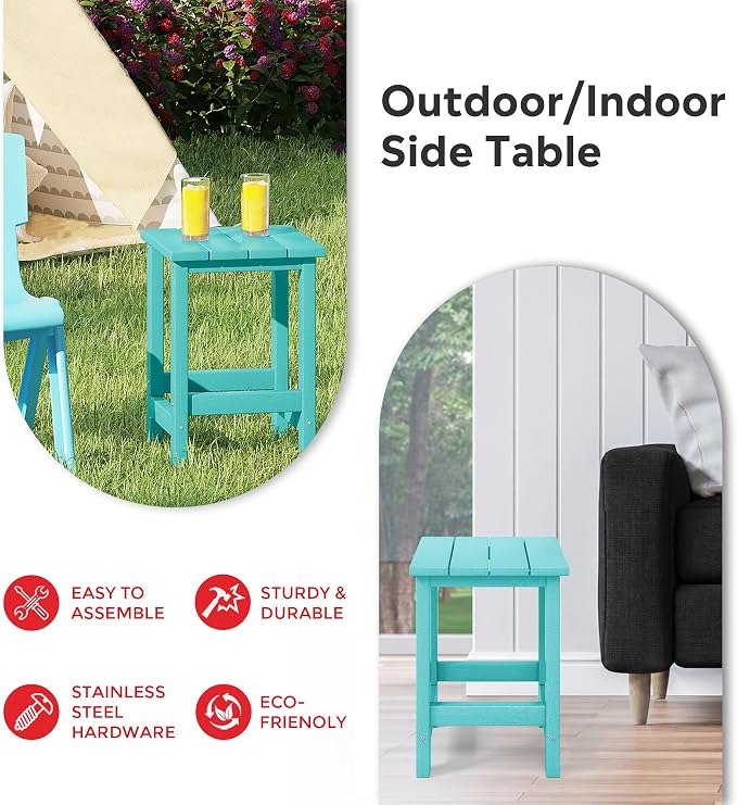 Costaelm Palms 3-Piece Kids Table and Chairs Set with Modern Toddler Rocking Chairs and Cup Holders, Turquoise