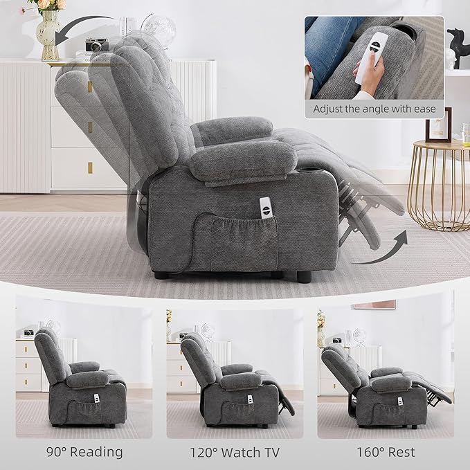 52Inch Reclining Loveseat Sofa,Power Loveseat Recliner,Electric Love seat Recliner Sofa for Bedroom,Living Room with Charging Ports,Grey