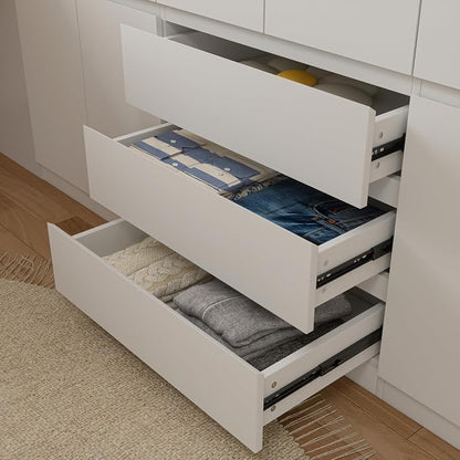 Mekminop Large Armoire Wardrobe Closet with Drawers and Shelves, White Bedroom Armoires with 6 Doors 2 Hanging Rods, Wooden Freestanding Wardrobe Armoire for Bedroom Organizer，23.6"D x 70.8"W x 77.8"H