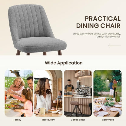 MALOL Upholstered Dining Chairs Set of 4, Modern Fabric Kitchen Chairs with Back, Wood Legs for Kitchen Dining Room Restaurant, Grey