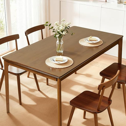Hokway Small Dining Table for 4-6 People, 43 Inch Rectangular Solid Wood Kitchen Table for Small Space, Easy Assembly, Dining Room Table for Home, Apartment, Office, Walnut