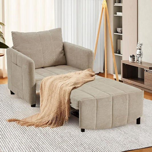ZZW Sleeper Chair 84" Extra Long Convertible Chair Bed Upgraded 3-in-1 to 4-in-1 Pull Out Chair & Single Sofa Bed for Adult Sleeping Chairs for Living Room & Small Space