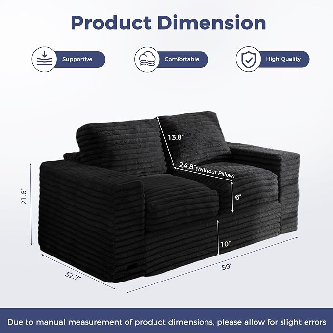 MAXYOYO Boneless Loveseat Sofa Couch for Adults, Floor Bean Bag Couch Sofa | Faux Fur Sofa with Armrests and Back Support, Plush Foam Filled Lounge Couch, Cozy Bean Bag Couch for Living Room, Apartment