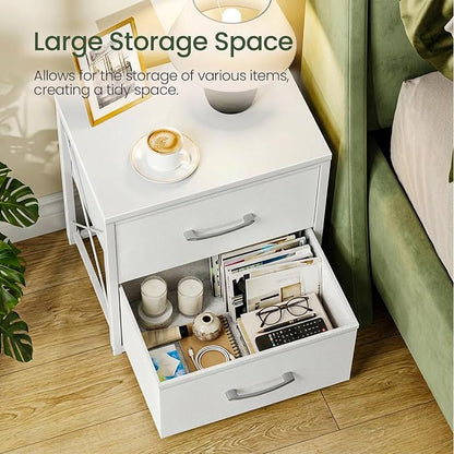CHOEZON Stackable Storage Drawers for Closet, 2 Drawer Dresser with Wooden Top, Fabric Clothes Organizers with Metal Handles, Closet Organizer with 2 Drawers for Bedroom, Living Room, White TCW30WB