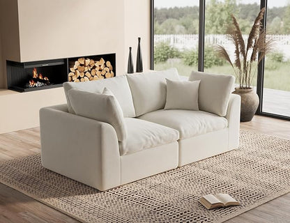 ohllob 78.9" Loveseat Sofa, Cloud Boneless Couches for Living Room, Modern Modular Sectional Sofa, Oversized, Warm White