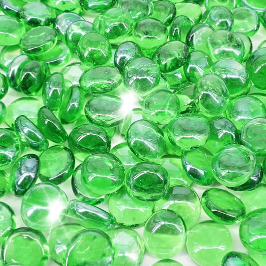 Fire Glass 5 Pound Green Glass Beads for Fire Pit 1/2 inch Tempered Glass Rocks