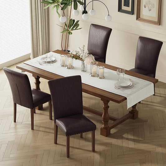 MALOL Dining Chairs Set of 4, High Back Dining Chair with Wood Legs and Nailhead Trim, Modern Padded Kitchen Room Chairs for Dining Room/Restaurant, Dark Brown