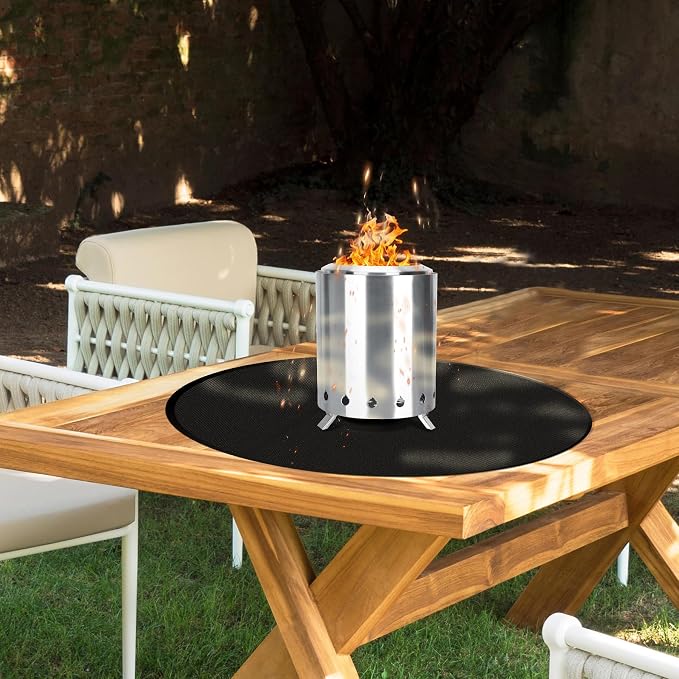 20" Tabletop Fire Pit Mat for Solo Stove Mesa XL, Easy Clean Small BBQ Mat for Outdoor BBQ， Reusable Waterproof Pad， Three-Layer Fireproof and Heat-Resistant Barbecue Mat for Tabletop Fire Pit