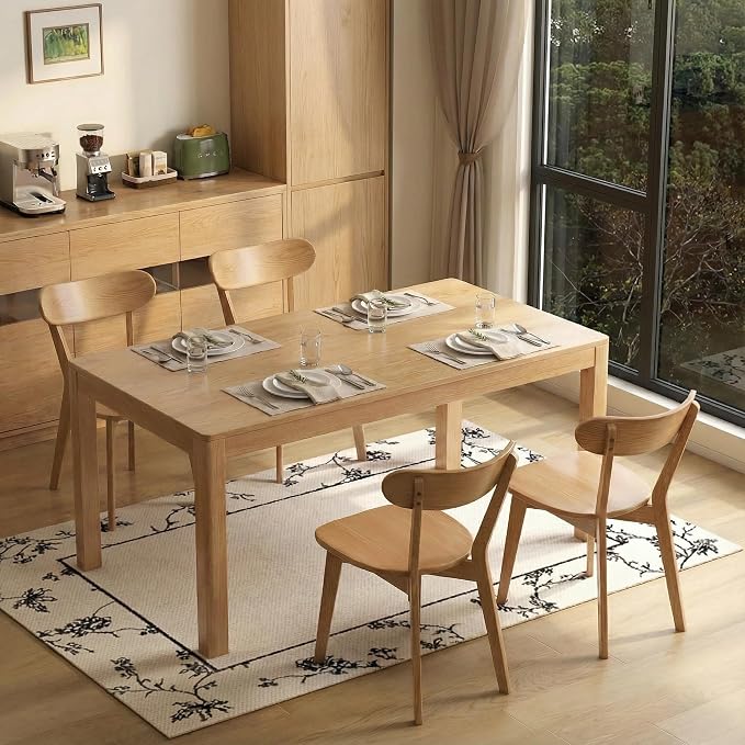 100% Solid Wood Dining Chairs,Mid Century Modern Dining Chairs with Rounded Backrest,Kitchen,Dining Room Chairs Set of 1/2/4 (6, Original Wood Color)
