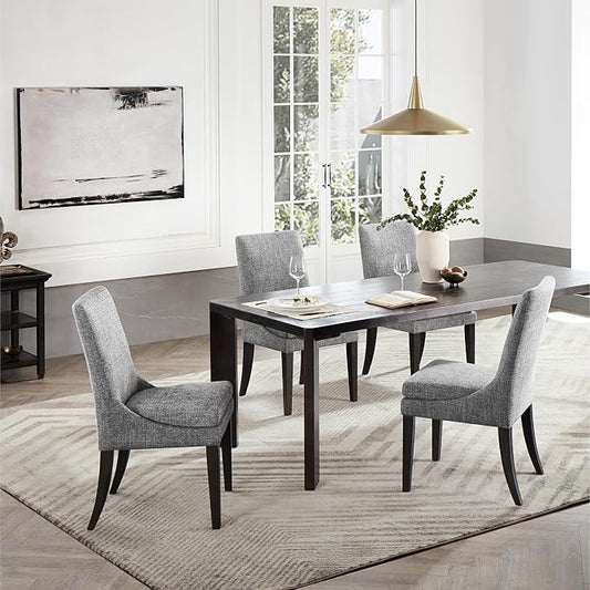 KISLOT Upholstered Dining Chairs Modern Sidechair Performance Fabric High Back Armlesschair for Diningroom Kitchen,Dark Grey,Set of 4(2 Box)