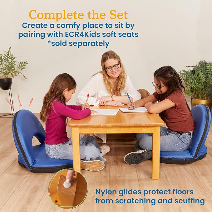 ECR4Kids 36in x 24in Rectangular Hardwood Table with 14in Legs, Kids Furniture, Honey